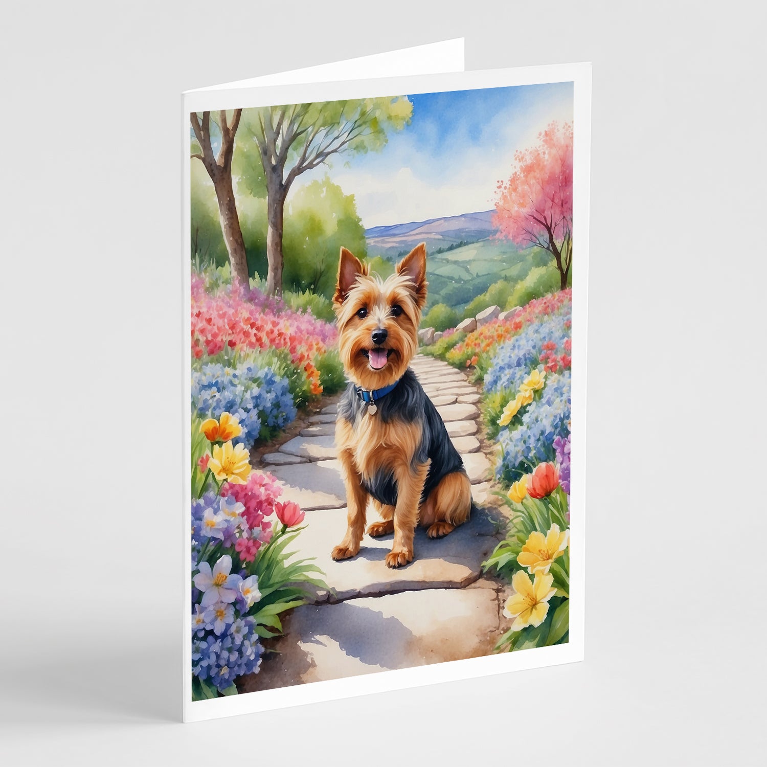 Buy this Australian Terrier Spring Garden Greeting Cards Pack of 8