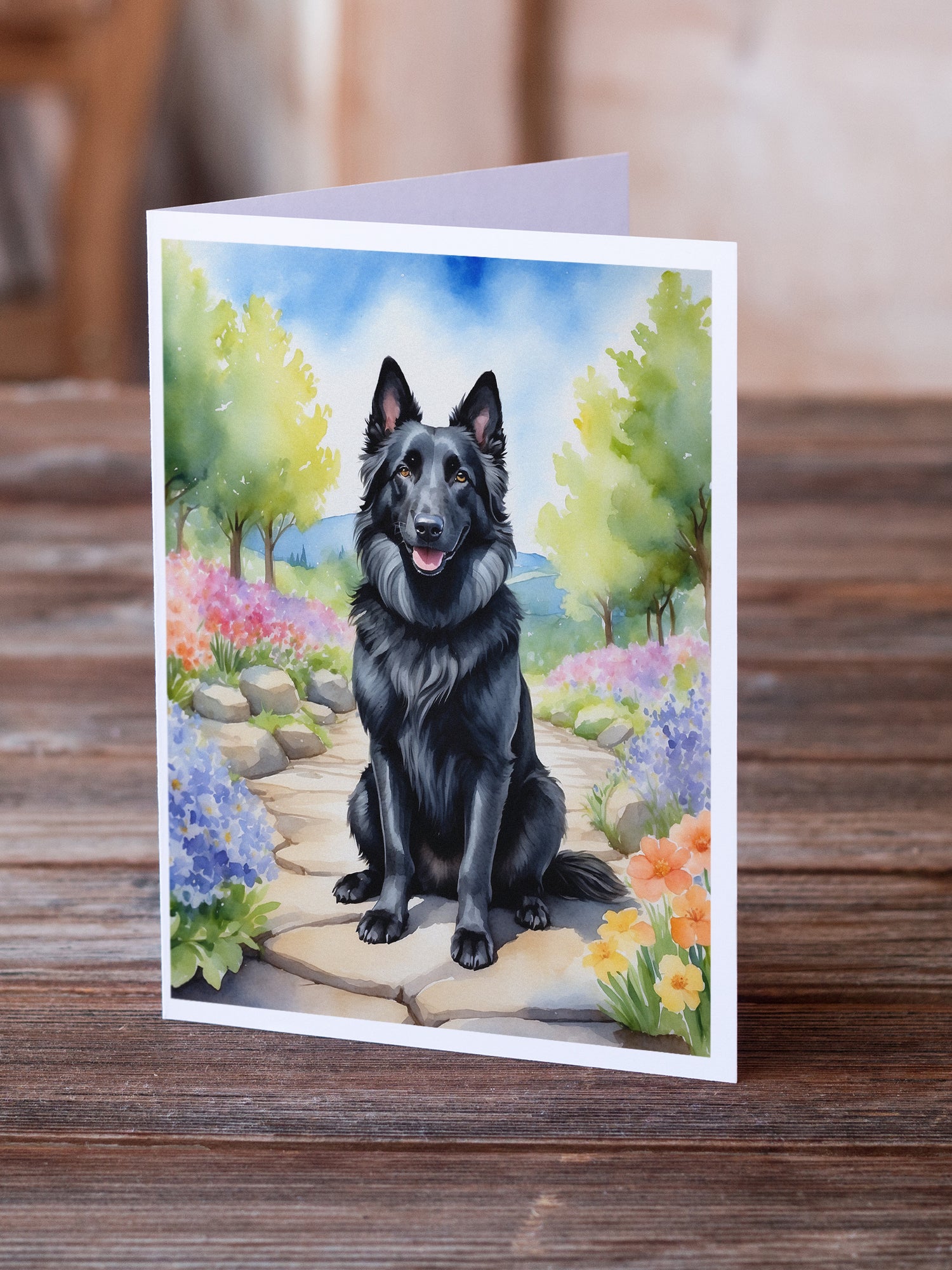 Buy this Belgian Sheepdog Spring Path Greeting Cards Pack of 8