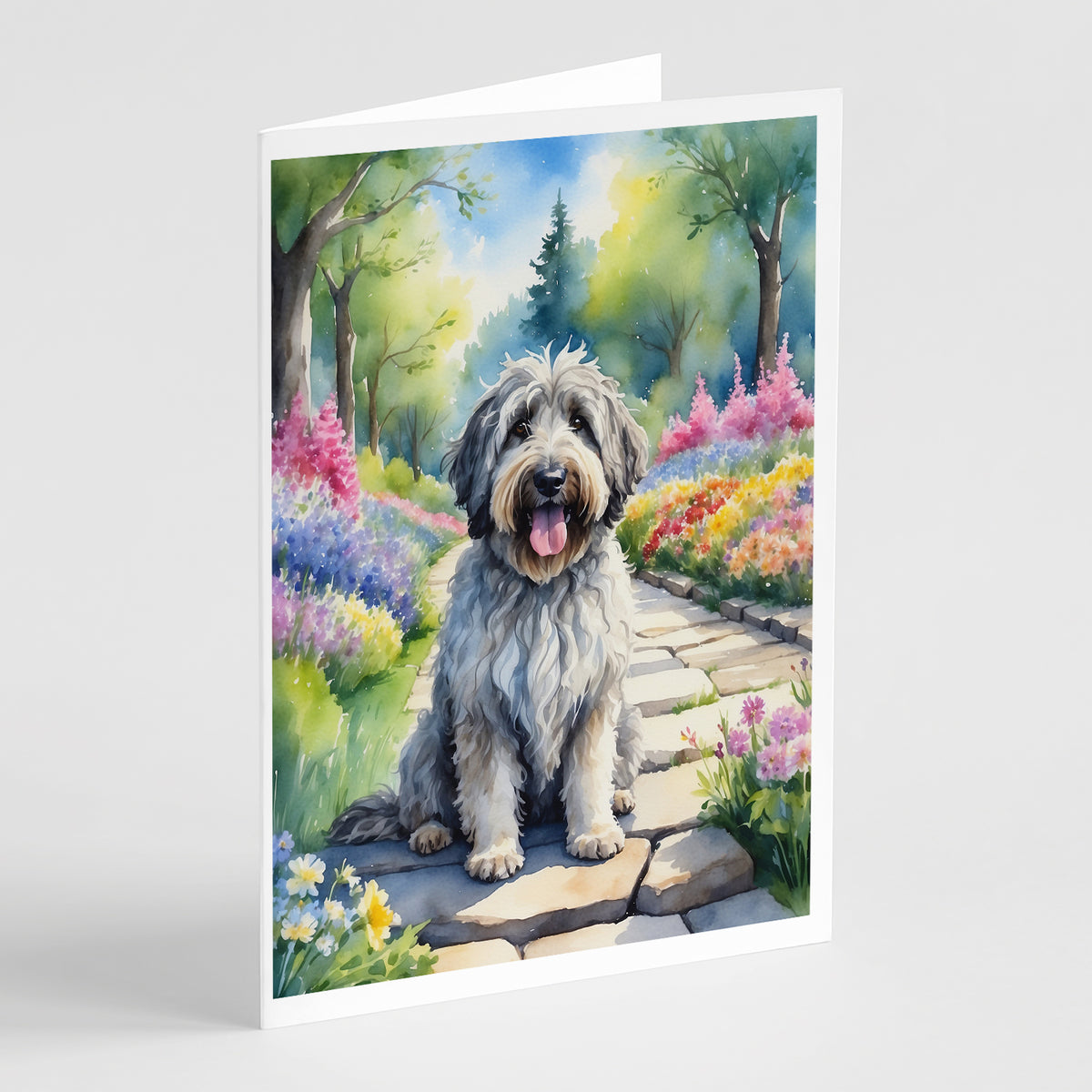 Buy this Bergamasco Sheepdog Spring Path Greeting Cards Pack of 8