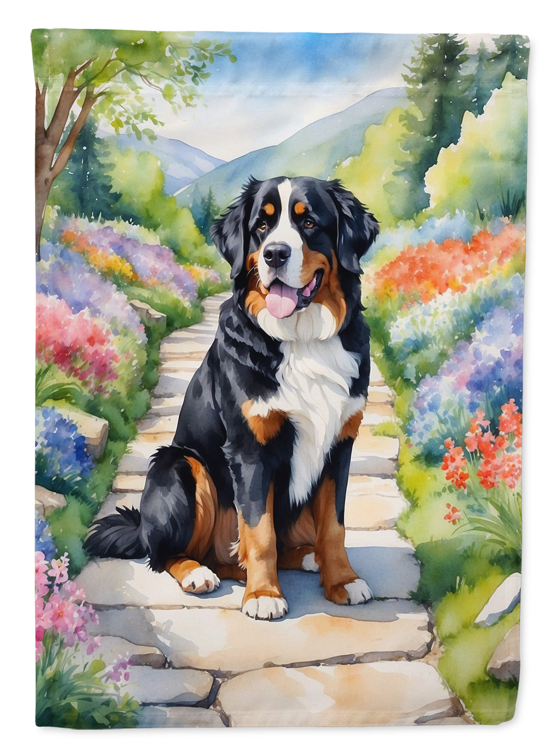 Buy this Bernese Mountain Dog Spring Path Garden Flag
