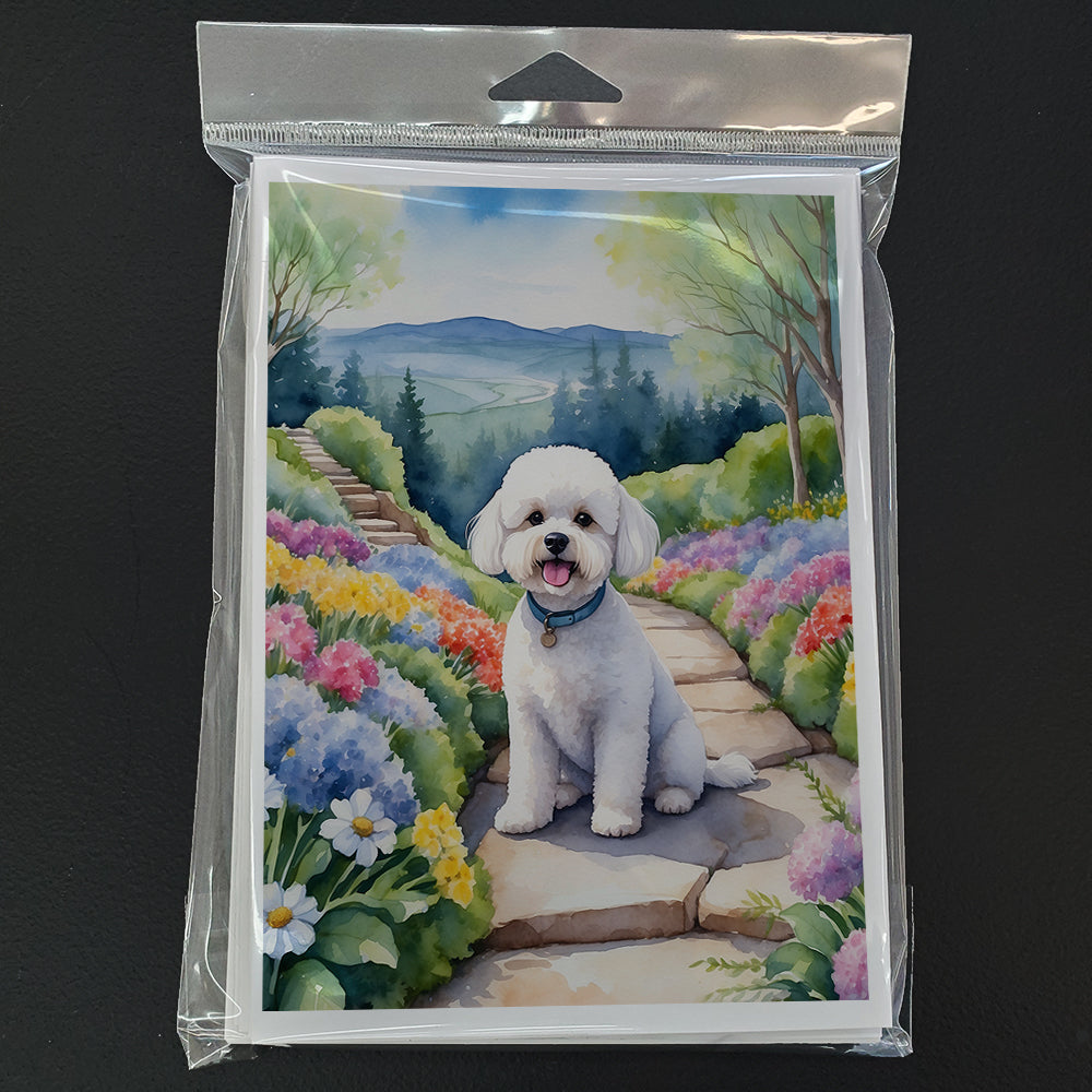 Bichon Frise Spring Path Greeting Cards Pack of 8