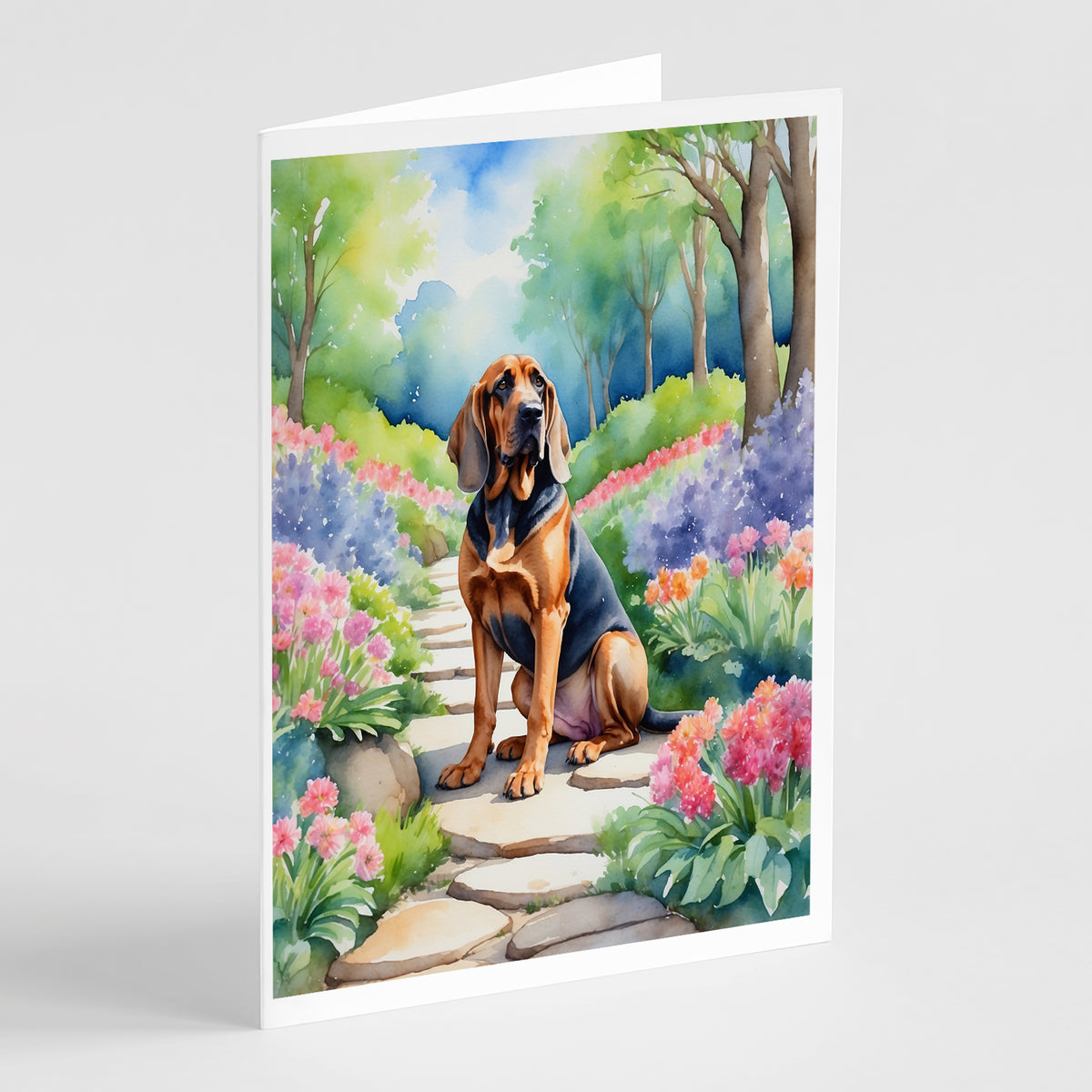 Buy this Bloodhound Spring Path Greeting Cards Pack of 8