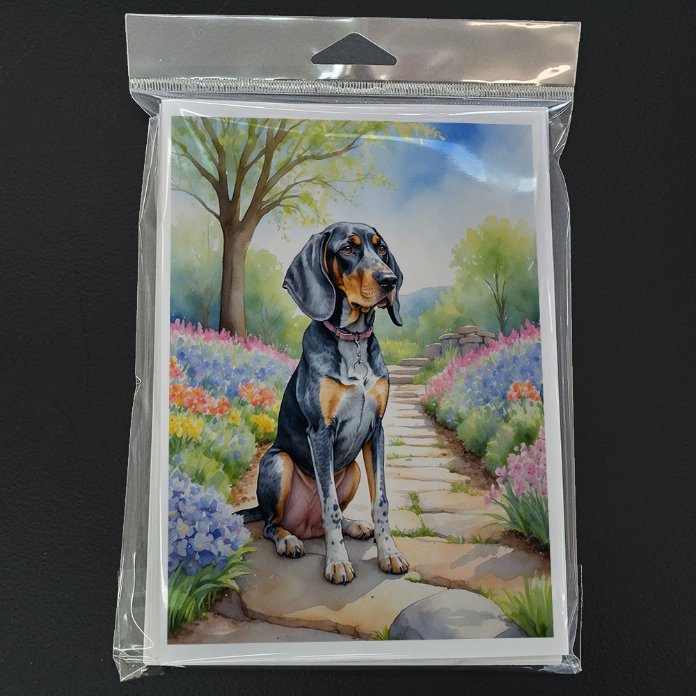 Bluetick Coonhound Spring Path Greeting Cards Pack of 8