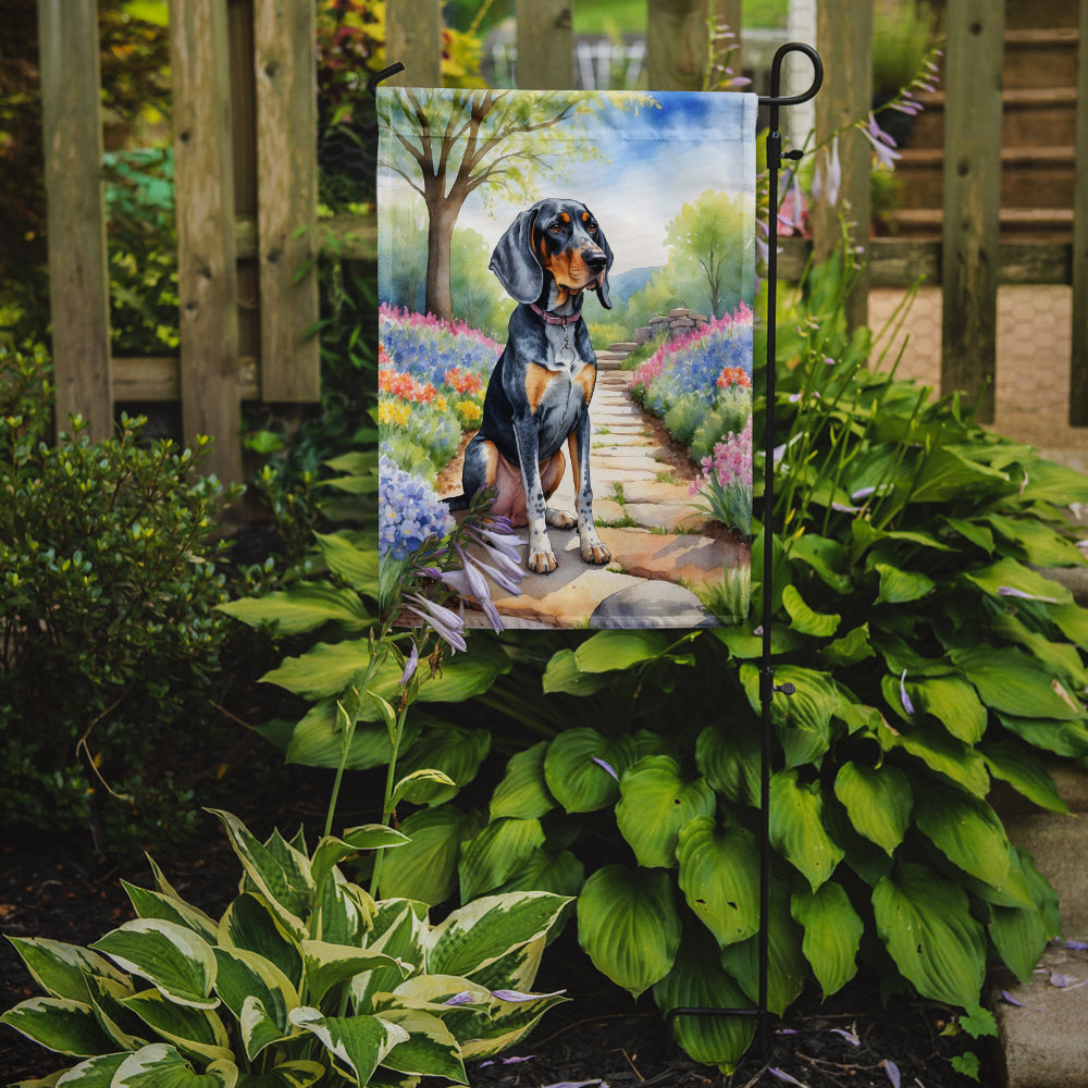 Caroline's Treasures Bluetick Coonhound Spring Path Garden Flag – Dog-Themed Floral Outdoor Decor