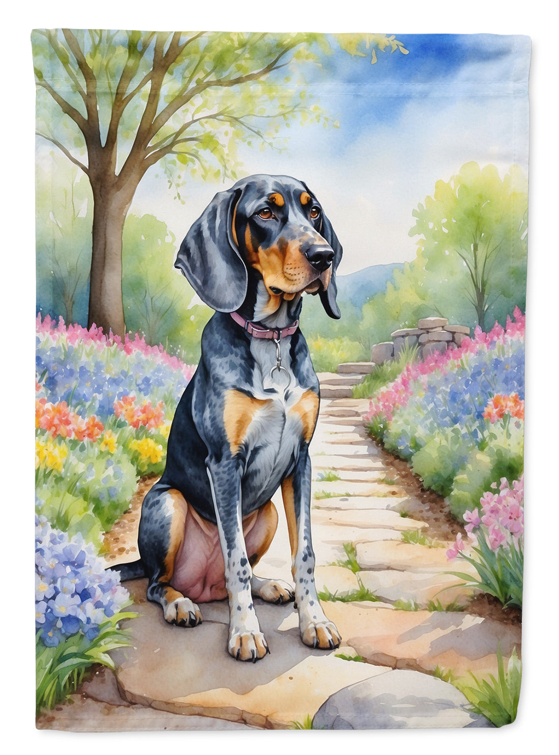 Buy this Bluetick Coonhound Spring Path Garden Flag