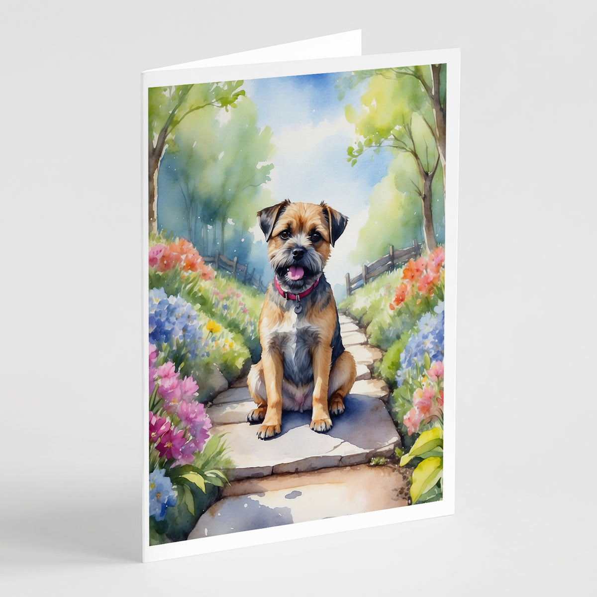 Buy this Border Terrier Spring Path Greeting Cards Pack of 8