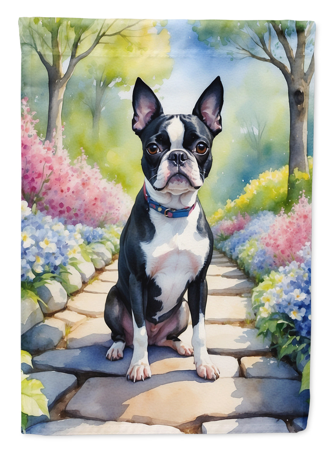 Buy this Boston Terrier Spring Path House Flag