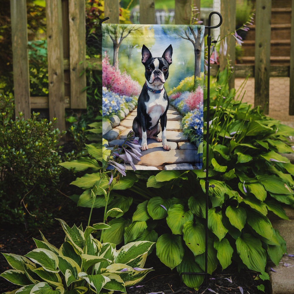 Boston Terrier Spring Path Garden Flag