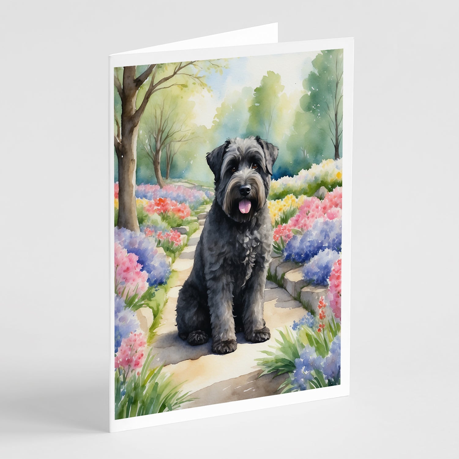 Buy this Bouvier des Flandres Spring Path Greeting Cards Pack of 8