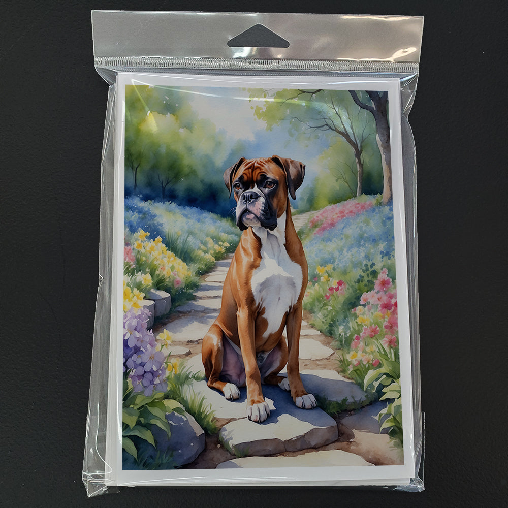 Boxer Spring Path Greeting Cards Pack of 8