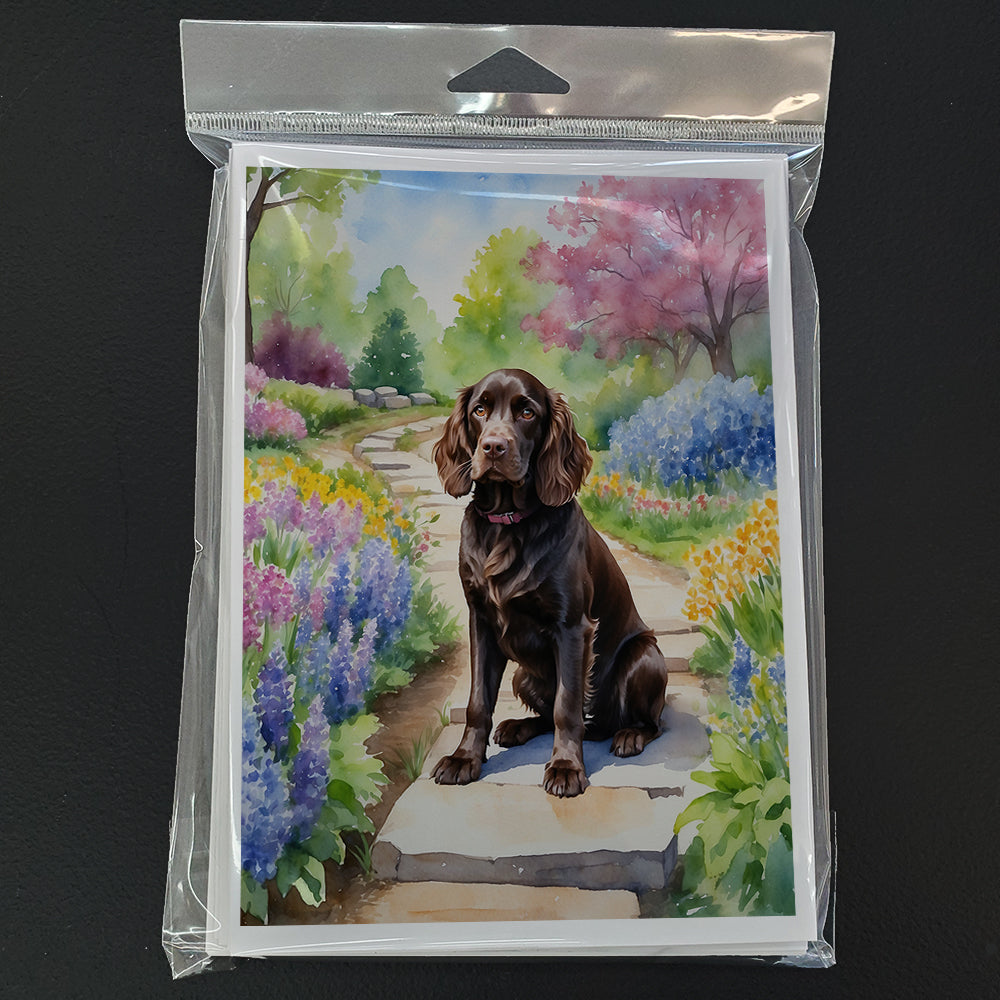 Boykin Spaniel Spring Path Greeting Cards Pack of 8