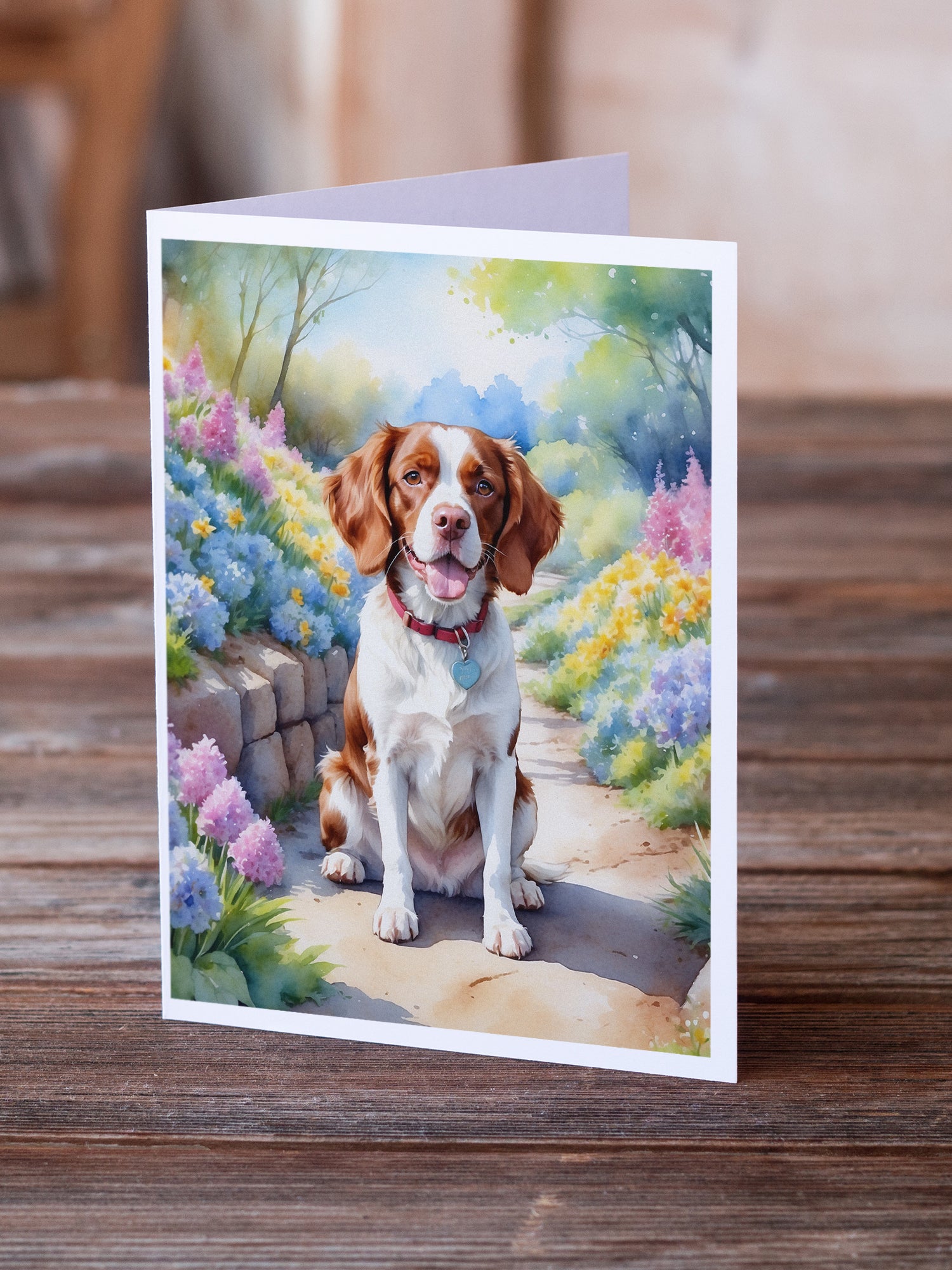 Buy this Brittany Spaniel Spring Path Greeting Cards Pack of 8