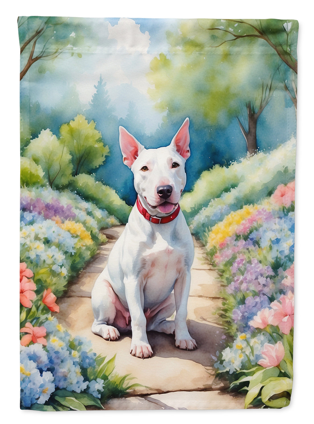 Buy this Bull Terrier Spring Path Garden Flag