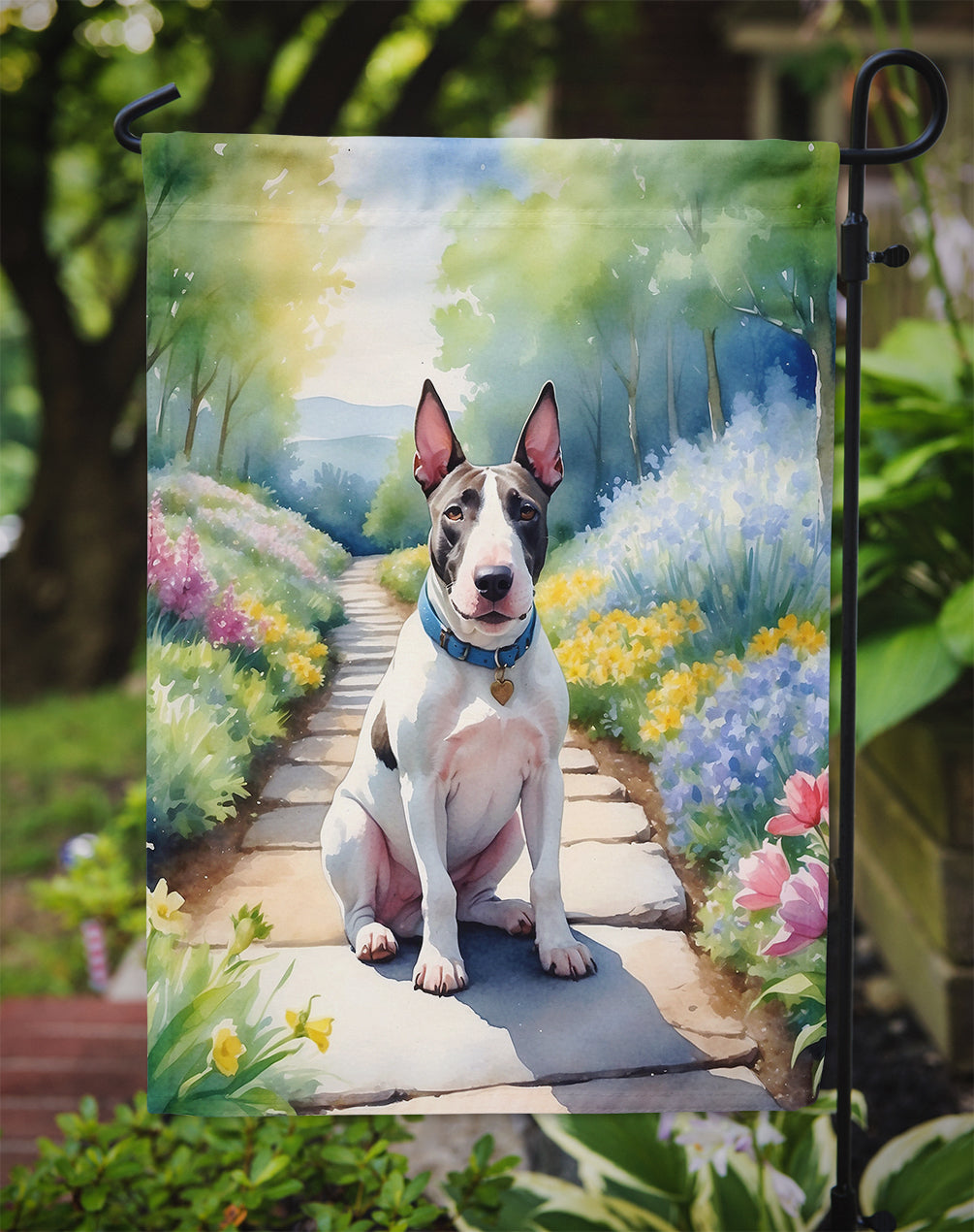 Bull Terrier Spring Path Garden Flag