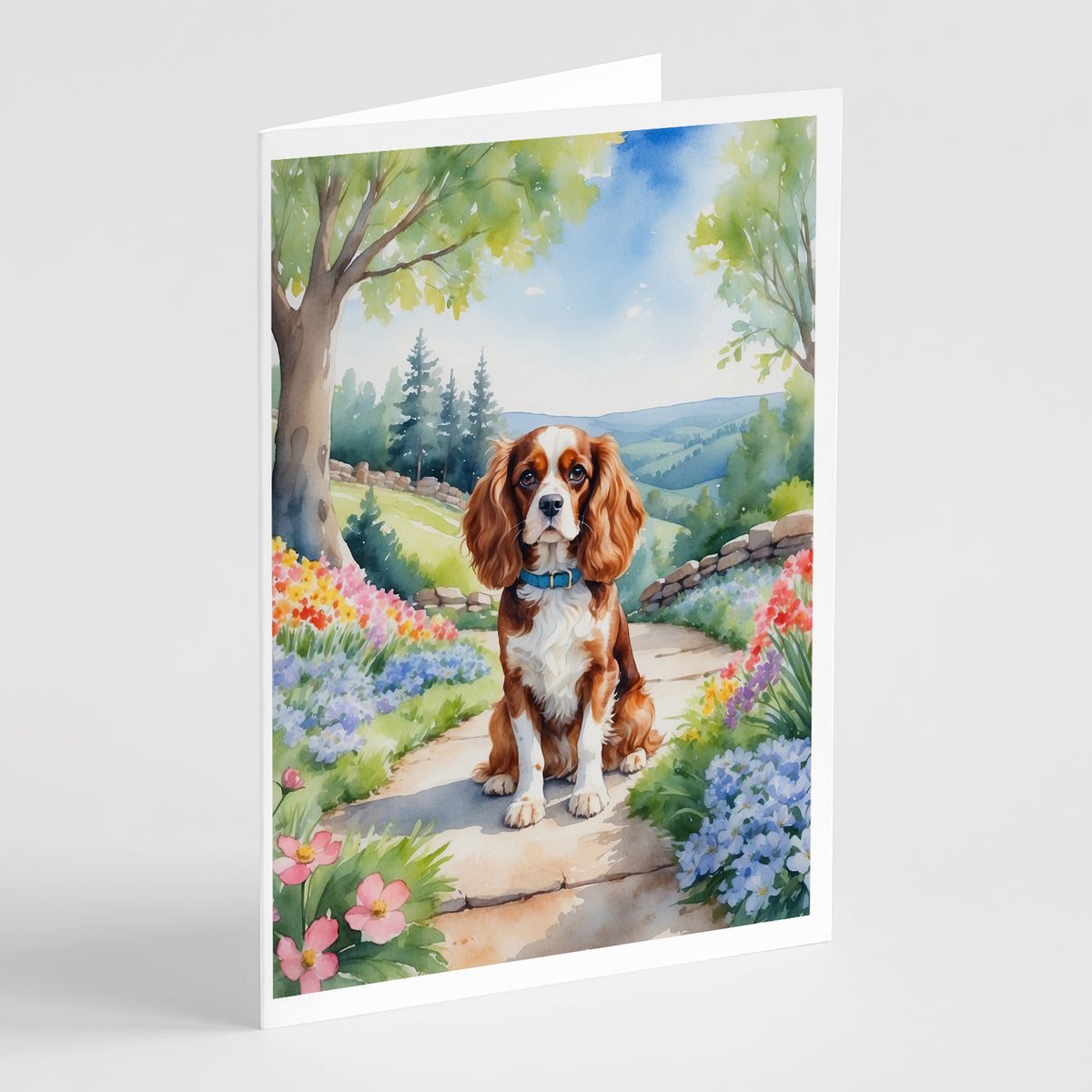 Buy this Cavalier Spaniel Spring Path Greeting Cards Pack of 8