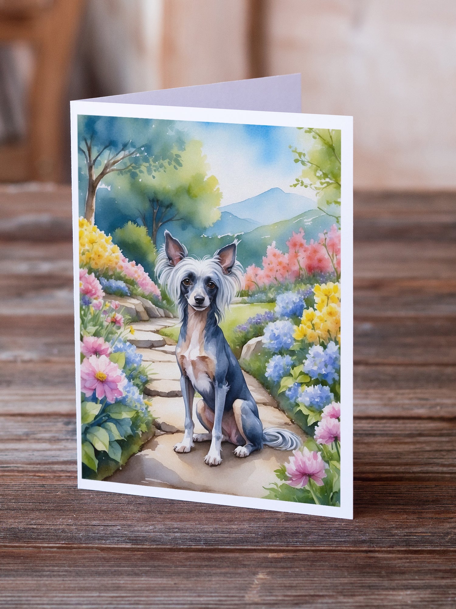 Chinese Crested Spring Path Greeting Cards Pack of 8