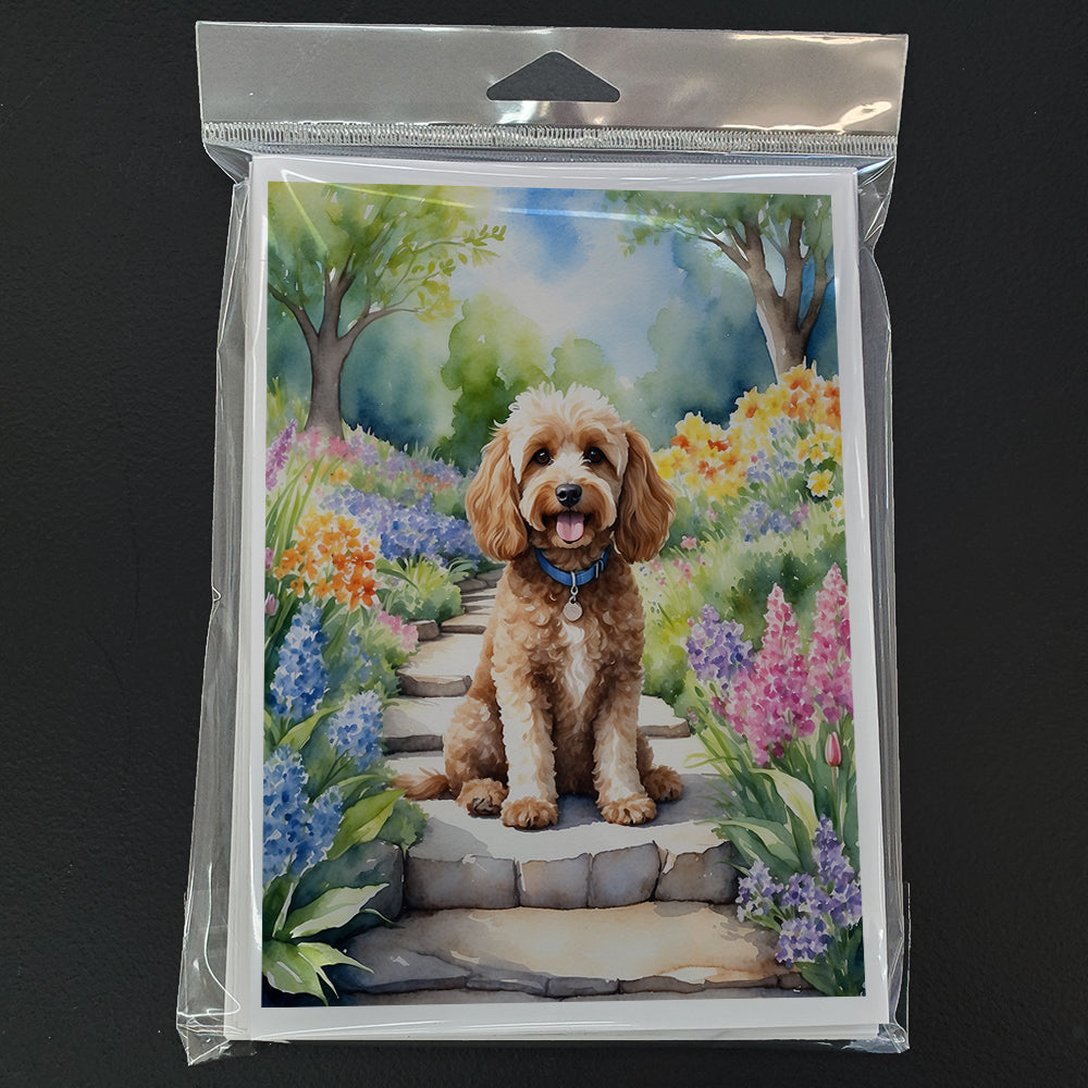 Cockapoo Spring Path Greeting Cards Pack of 8
