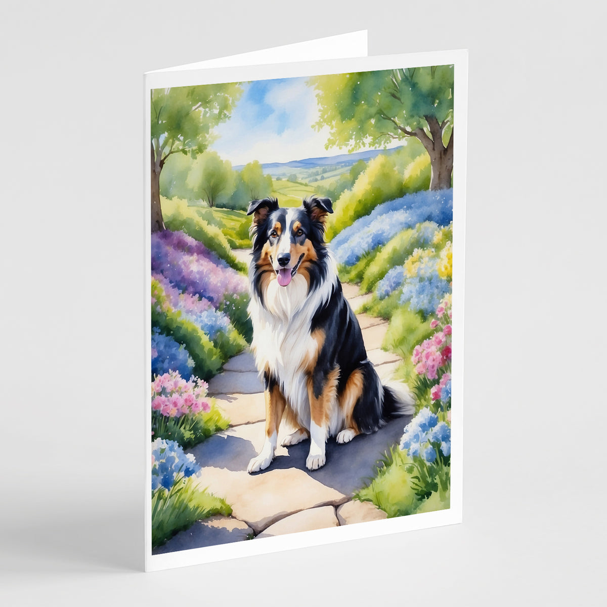 Buy this Collie Spring Path Greeting Cards Pack of 8