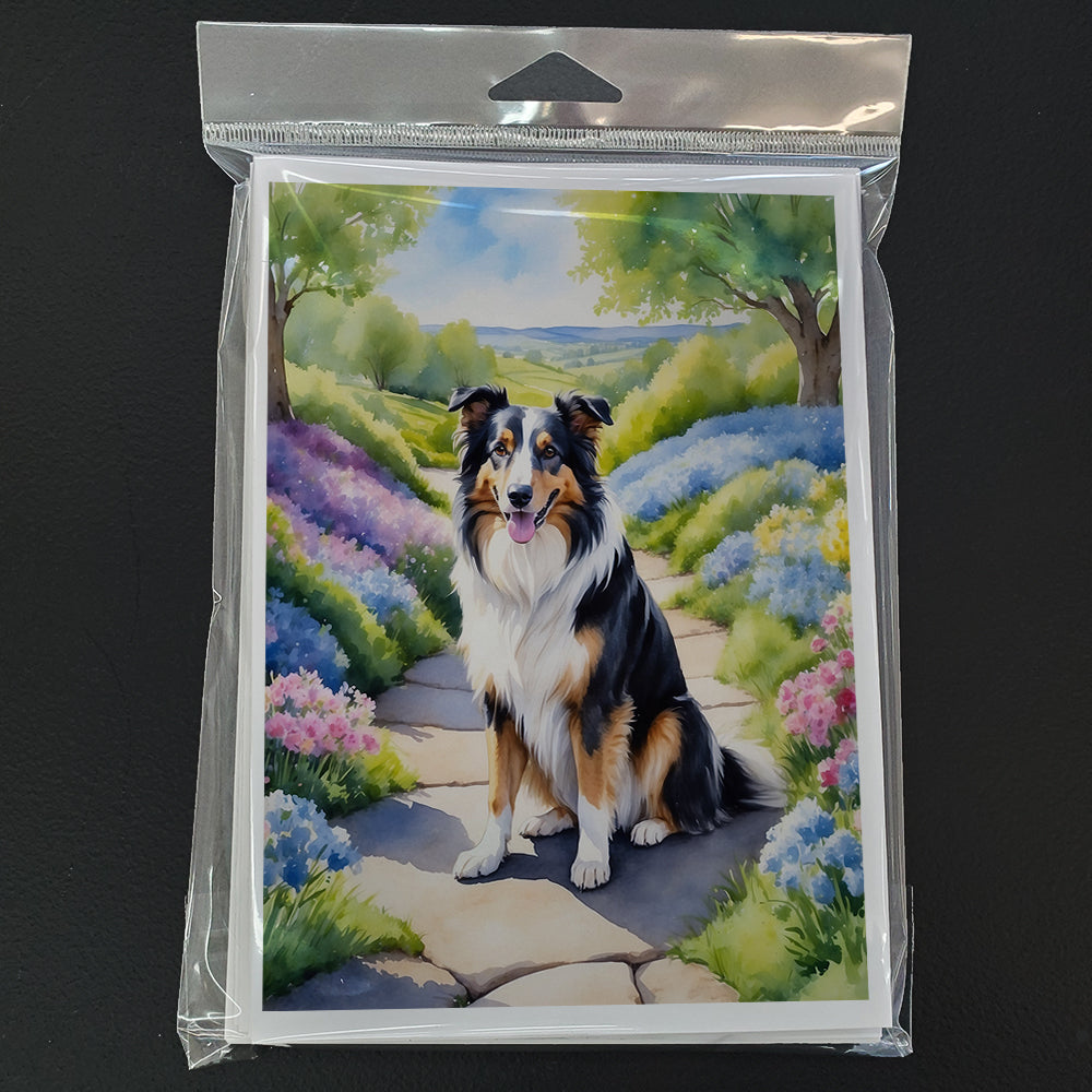Collie Spring Path Greeting Cards Pack of 8