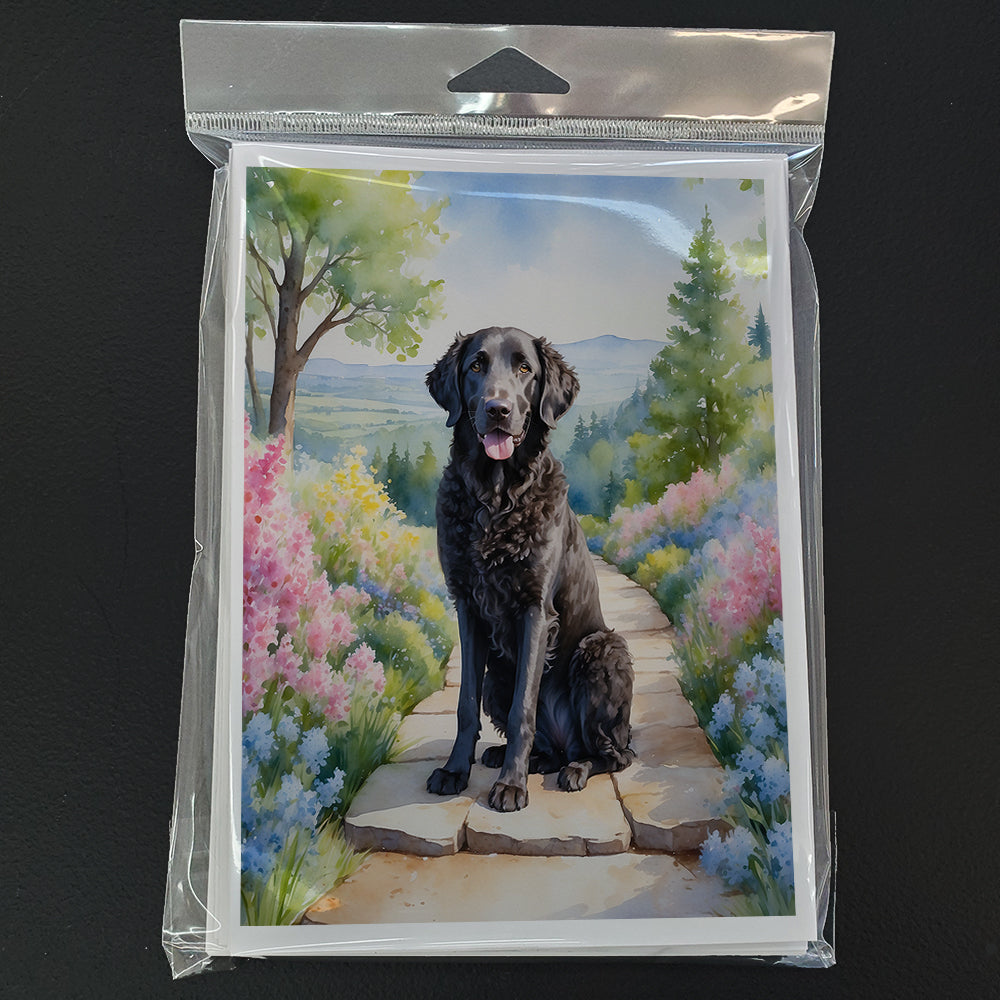 Curly-Coated Retriever Spring Path Greeting Cards Pack of 8