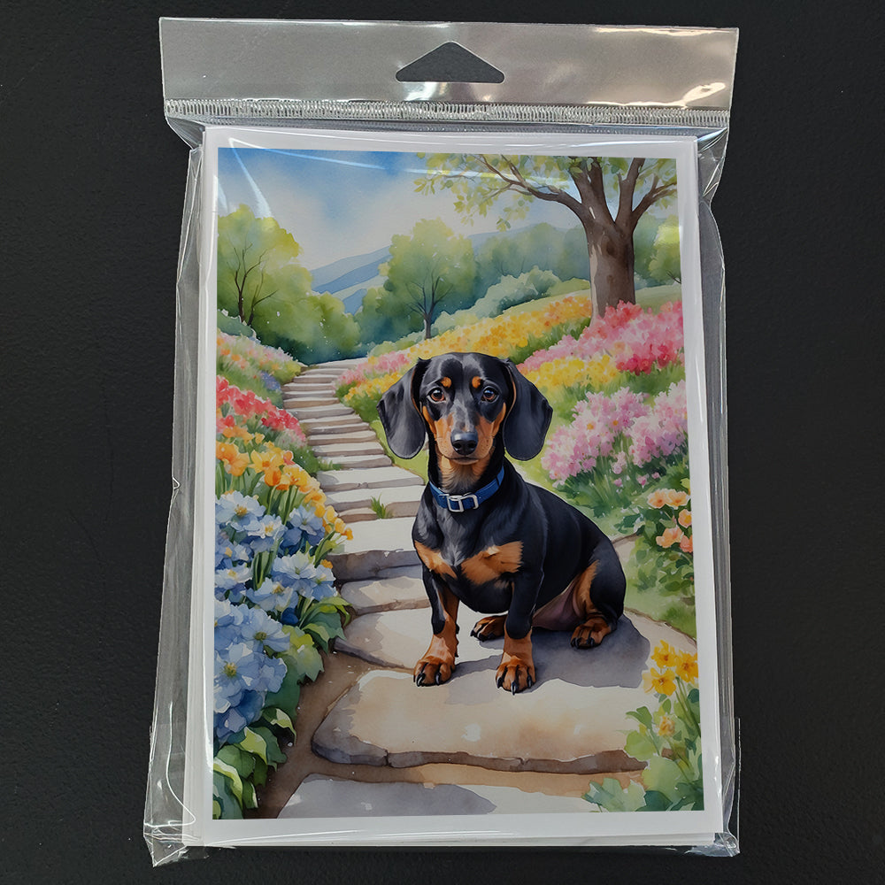 Dachshund Spring Path Greeting Cards Pack of 8