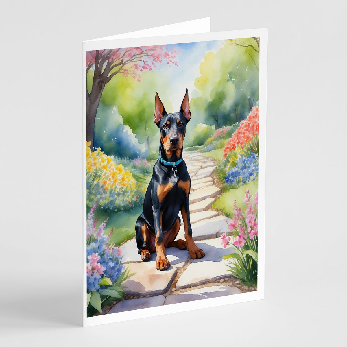 Buy this Doberman Pinscher Spring Path Greeting Cards Pack of 8