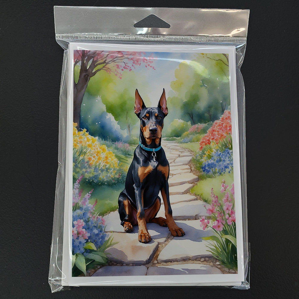 Doberman Pinscher Spring Path Greeting Cards Pack of 8