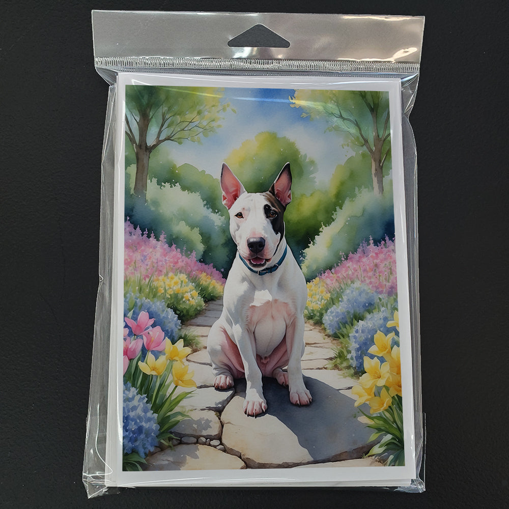 English Bull Terrier Spring Path Greeting Cards Pack of 8