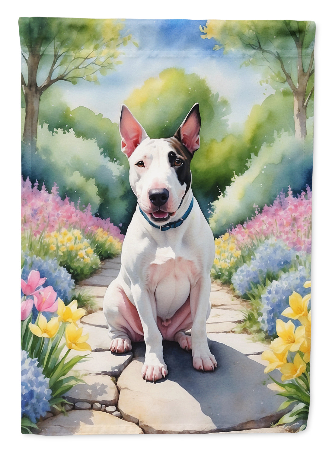 Buy this English Bull Terrier Spring Path Garden Flag