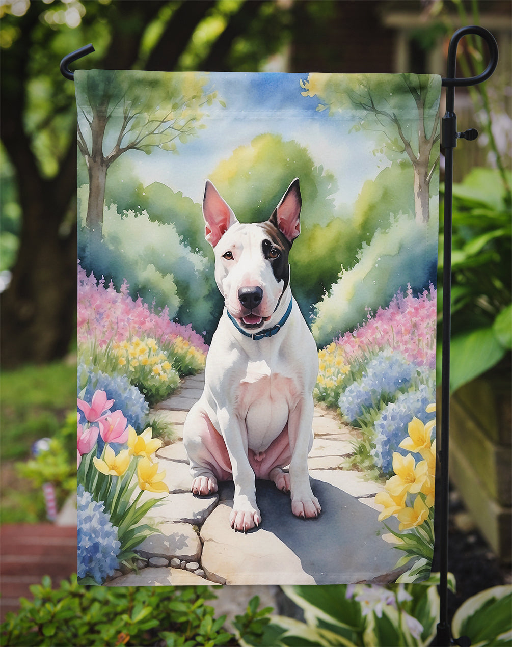 English Bull Terrier Spring Path Garden Flag