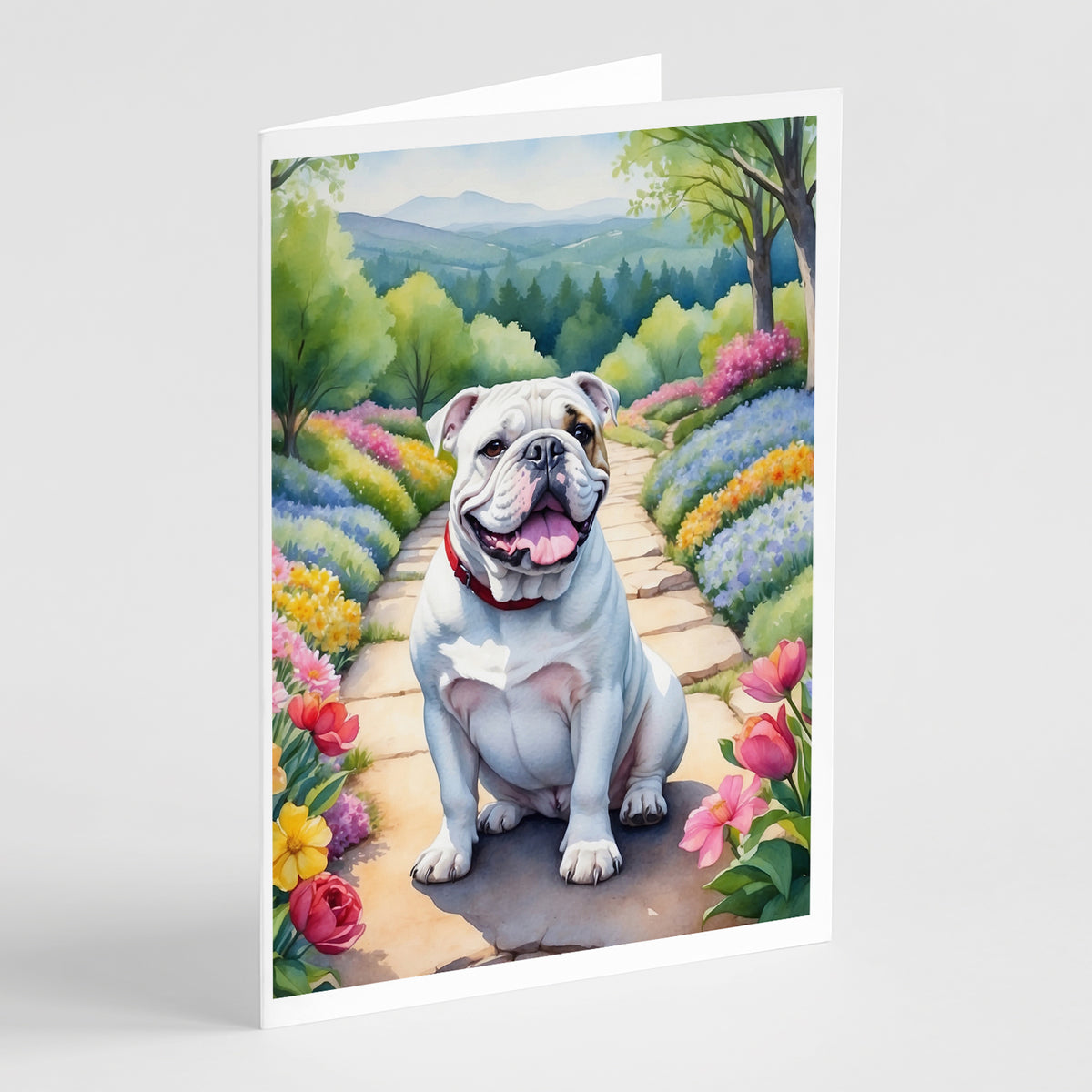 Buy this English Bulldog Spring Path Greeting Cards Pack of 8