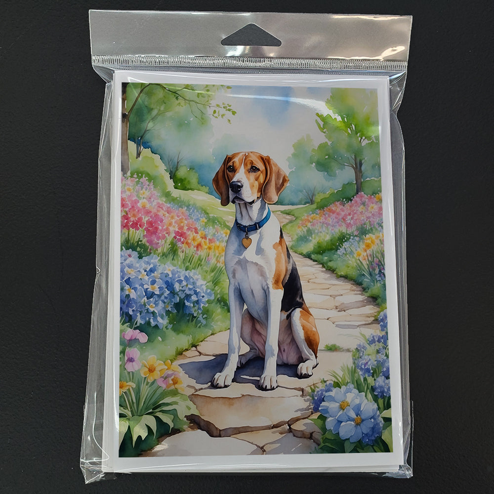 English Foxhound Spring Path Greeting Cards Pack of 8