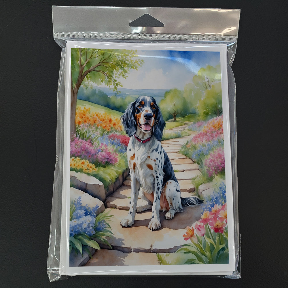 English Setter Spring Path Greeting Cards Pack of 8