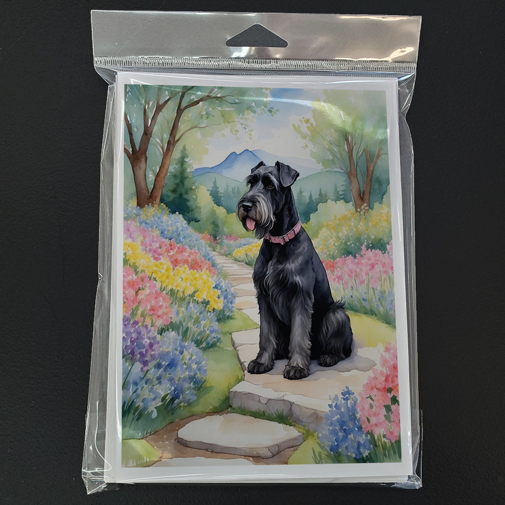 Giant Schnauzer Spring Path Greeting Cards Pack of 8