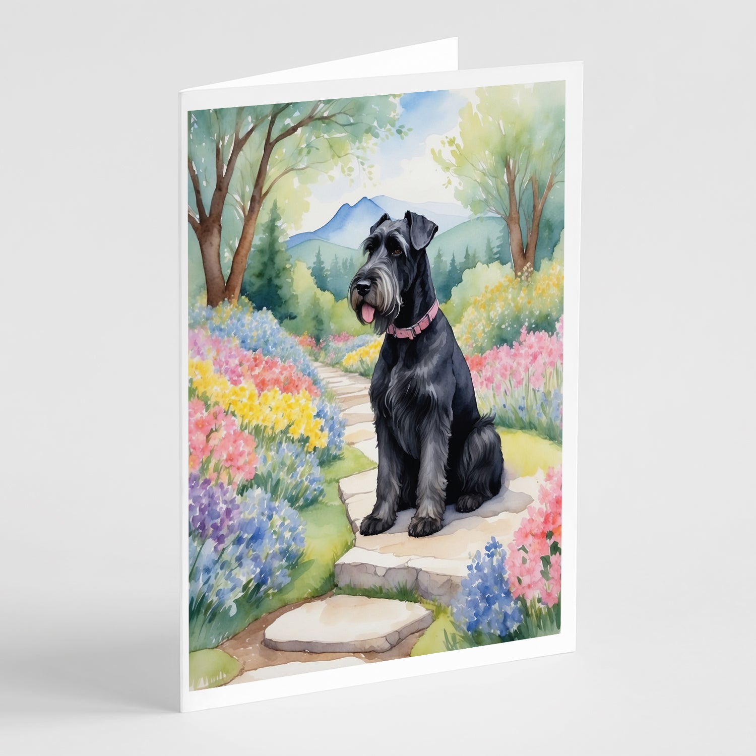 Buy this Giant Schnauzer Spring Path Greeting Cards Pack of 8