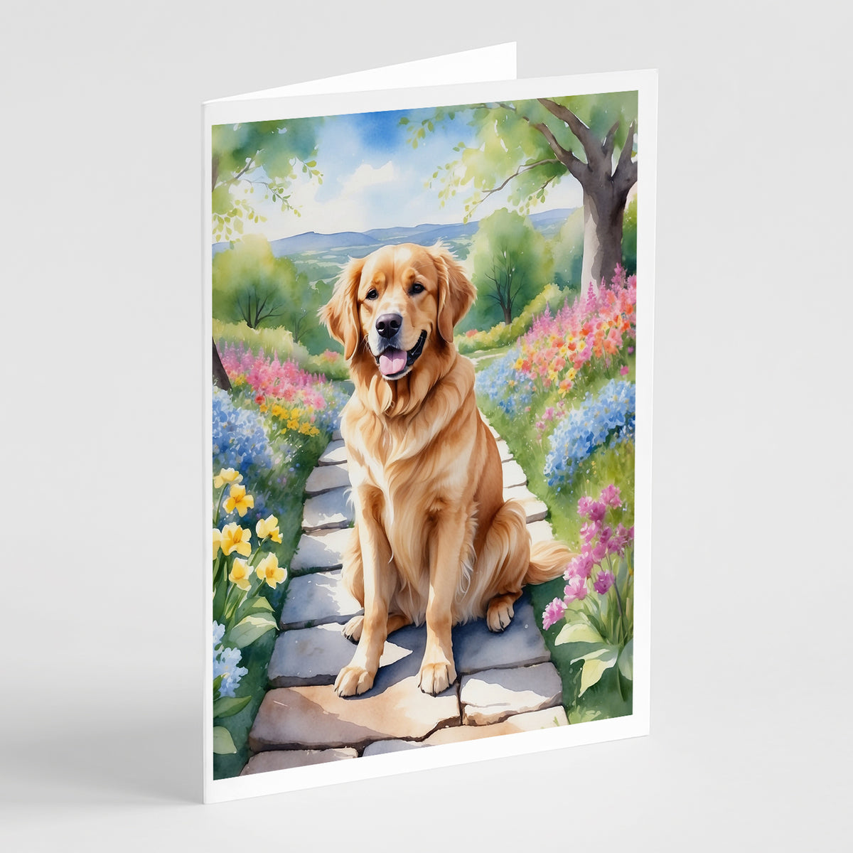 Buy this Golden Retriever Spring Path Greeting Cards Pack of 8