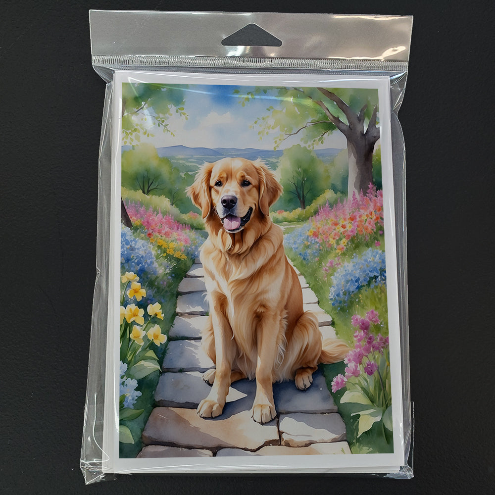 Golden Retriever Spring Path Greeting Cards Pack of 8