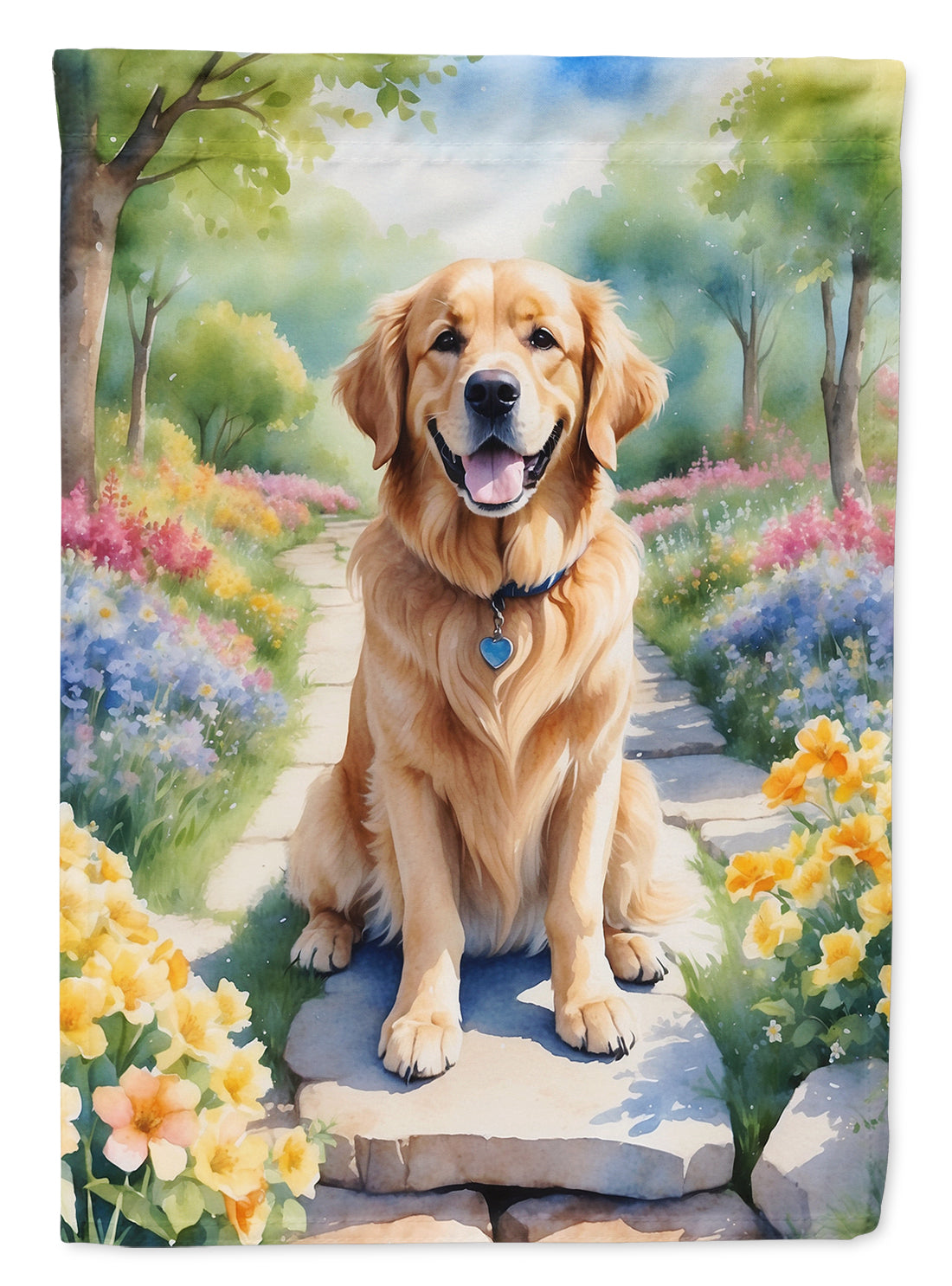 Buy this Golden Retriever Spring Path Garden Flag