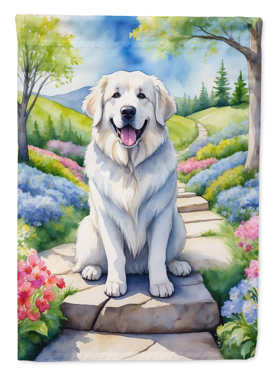 Buy this Great Pyrenees Spring Path House Flag
