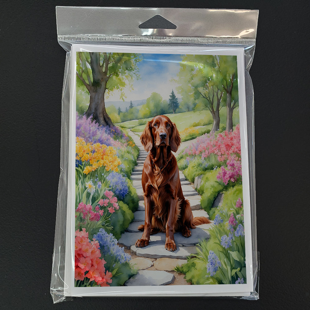 Irish Setter Spring Path Greeting Cards Pack of 8