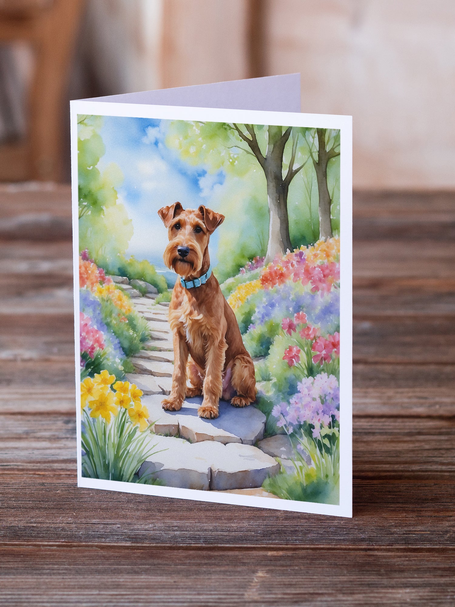 Irish Terrier Spring Path Greeting Cards Pack of 8