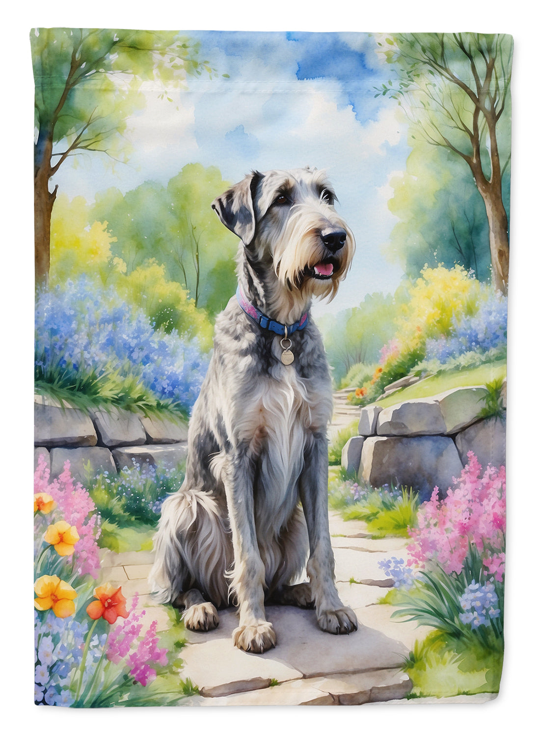 Buy this Irish Wolfhound Spring Path House Flag