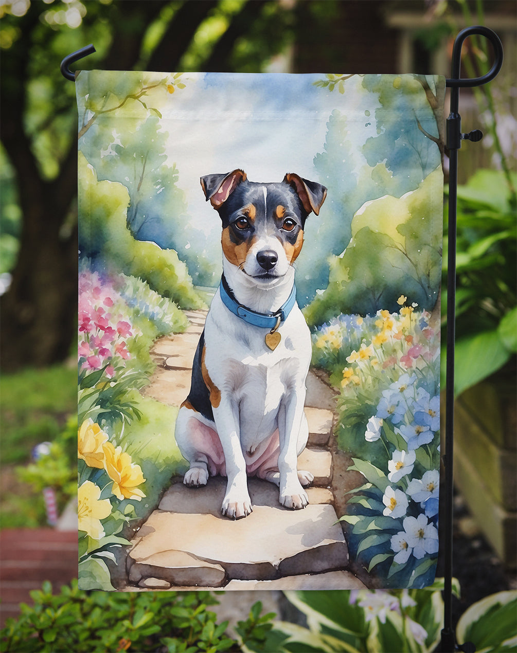 Jack Russell Terrier Spring Path Garden Flag