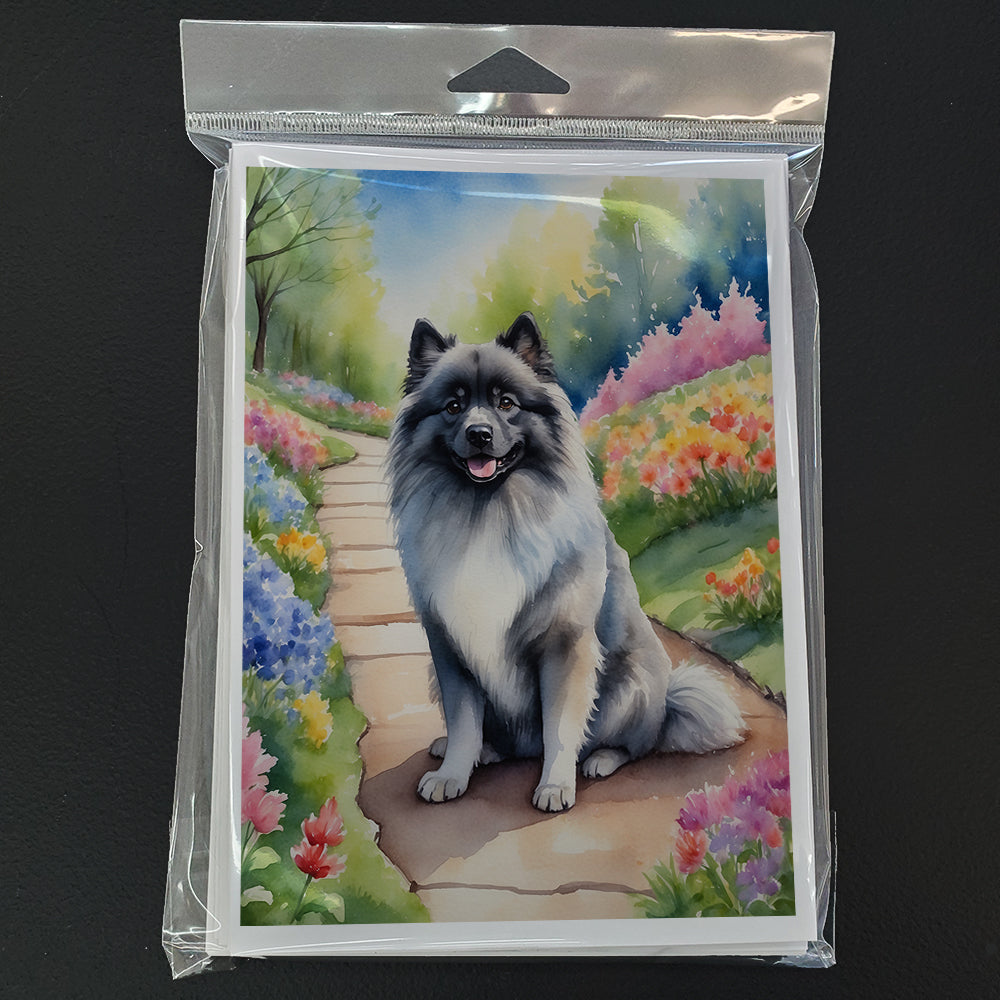 Keeshond Spring Path Greeting Cards Pack of 8
