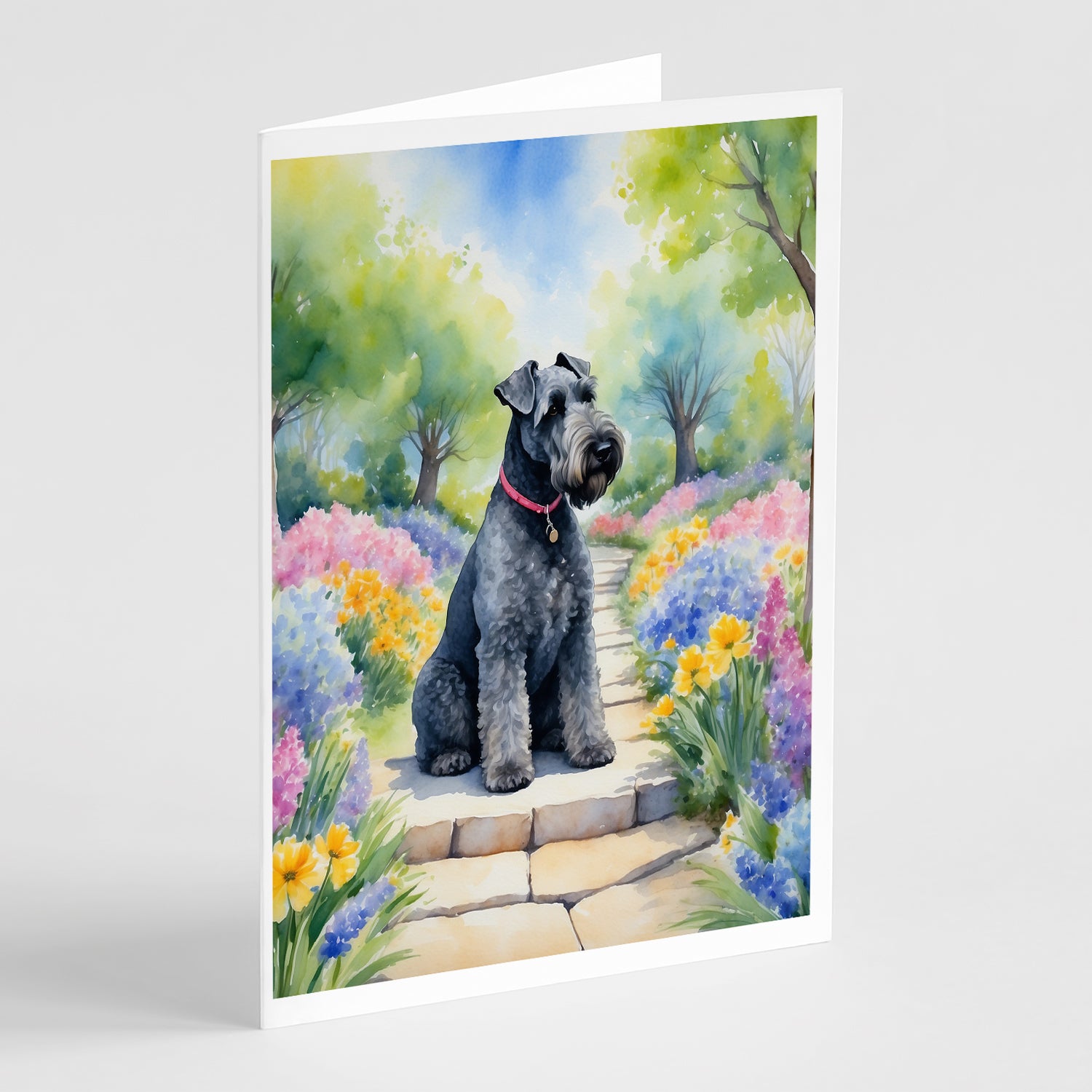 Buy this Kerry Blue Terrier Spring Path Greeting Cards Pack of 8