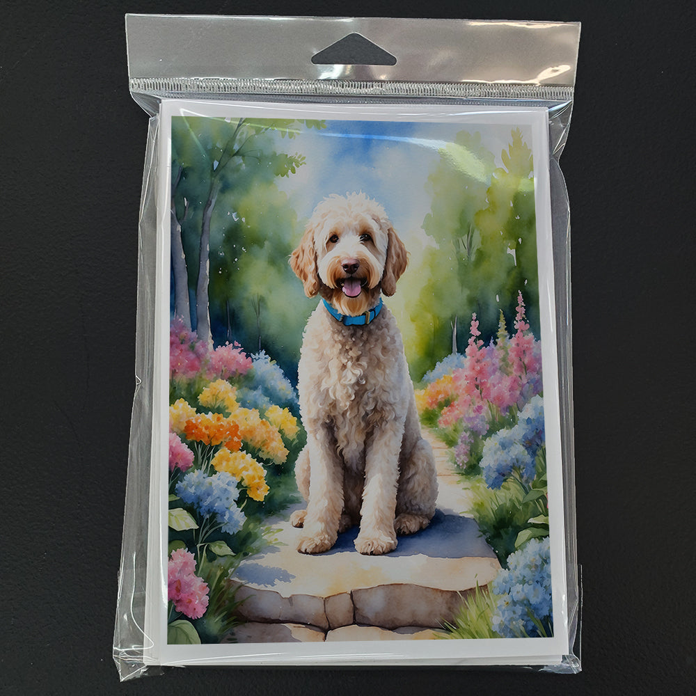 Labradoodle Spring Path Greeting Cards Pack of 8