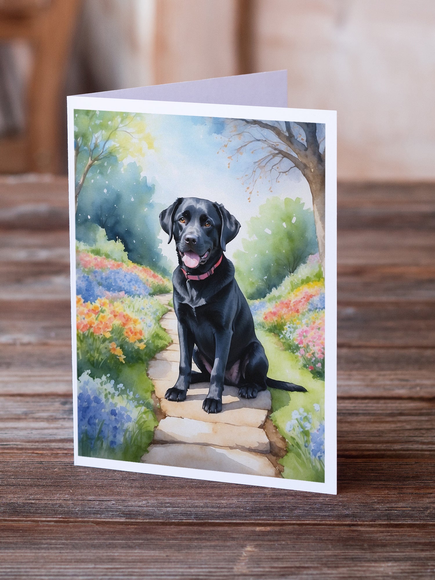 Labrador Retriever Spring Path Greeting Cards Pack of 8