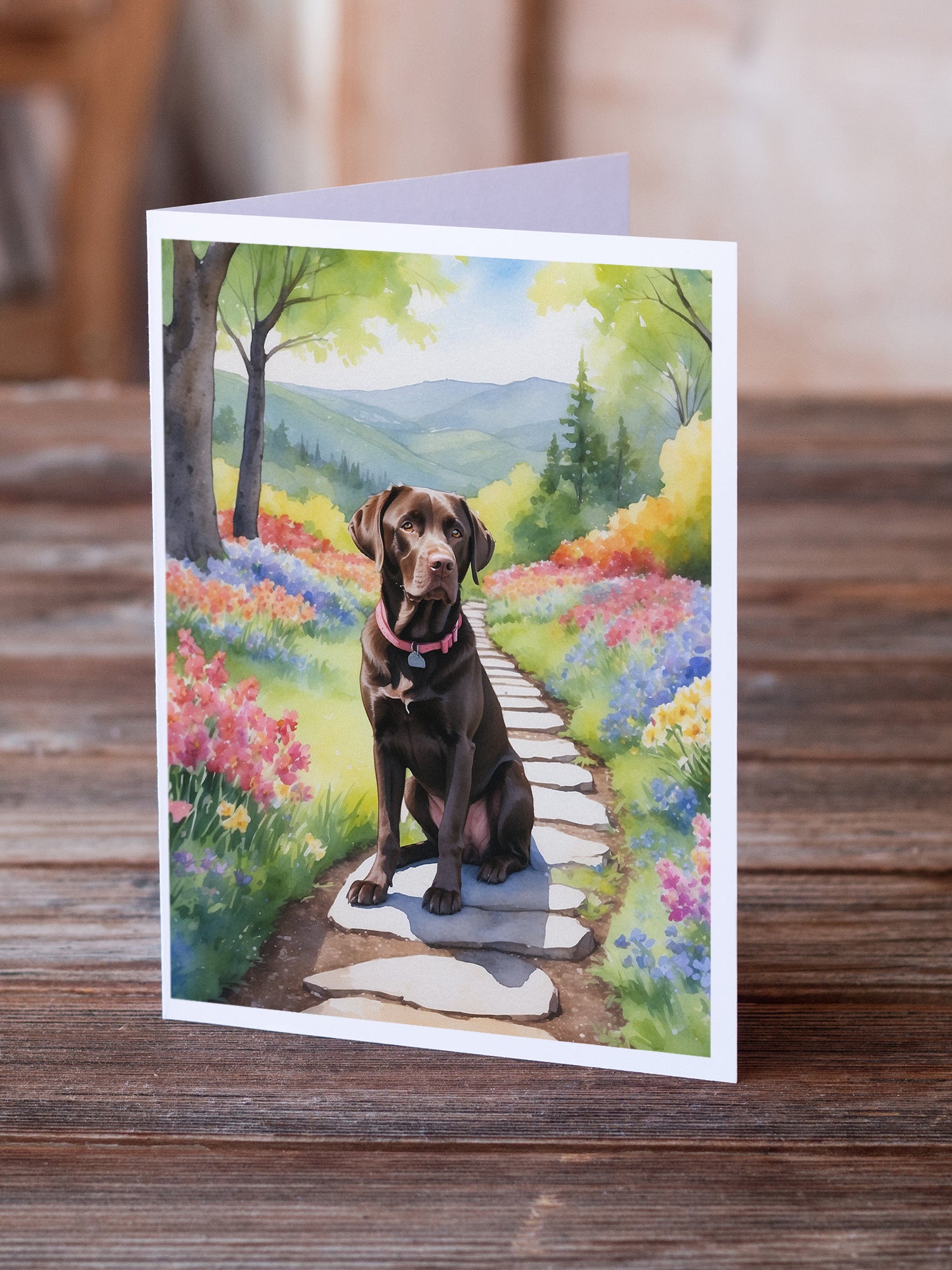 Labrador Retriever Spring Path Greeting Cards Pack of 8