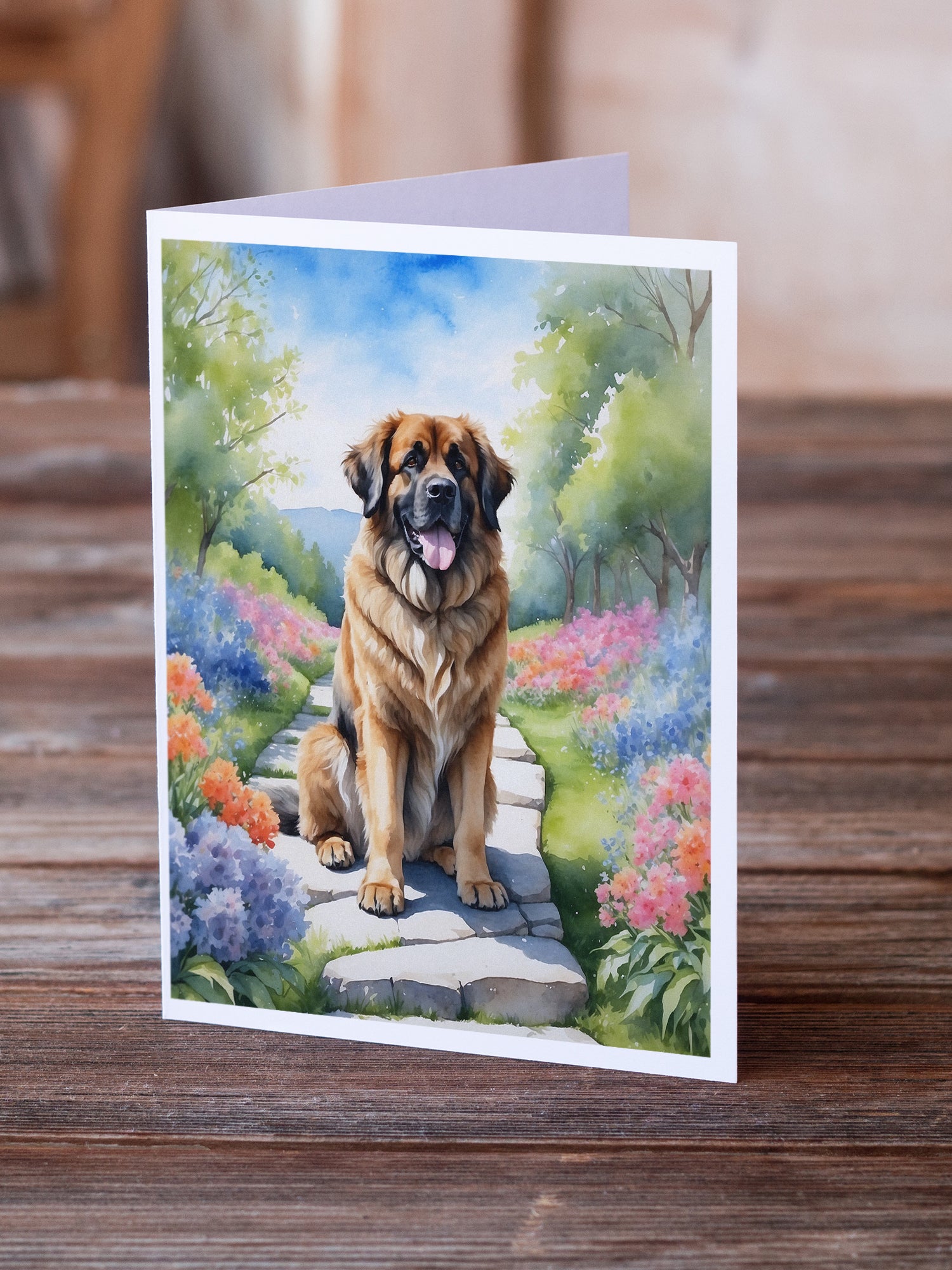 Leonberger Spring Path Greeting Cards Pack of 8