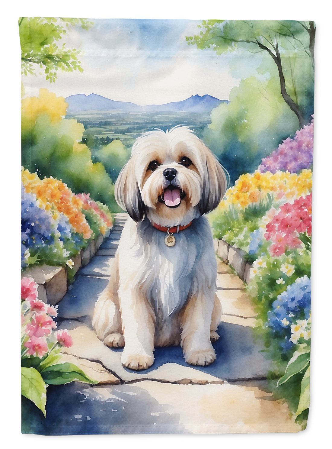 Buy this Lhasa Apso Spring Path House Flag